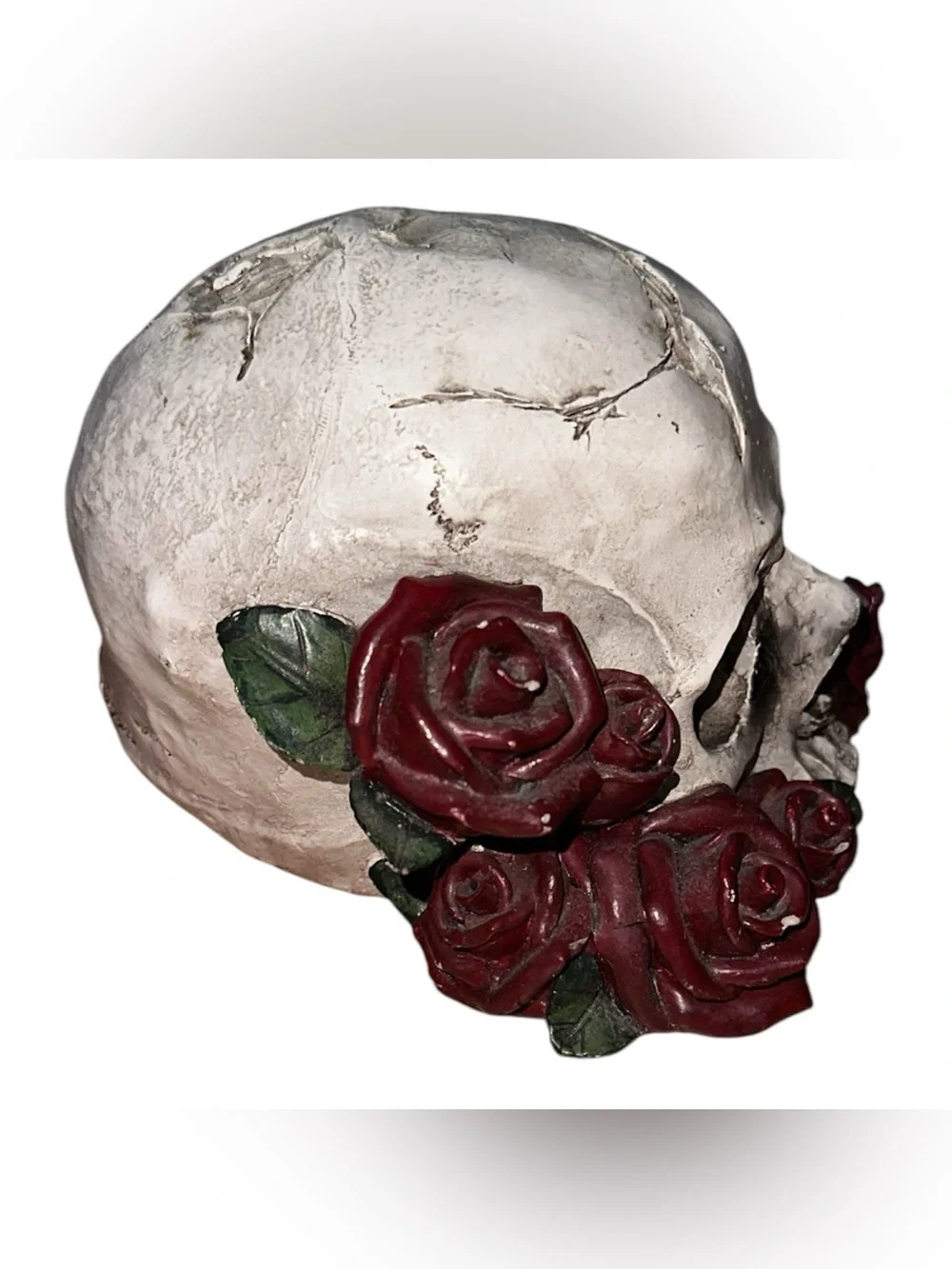 Decorative Skull with Red Roses Accent